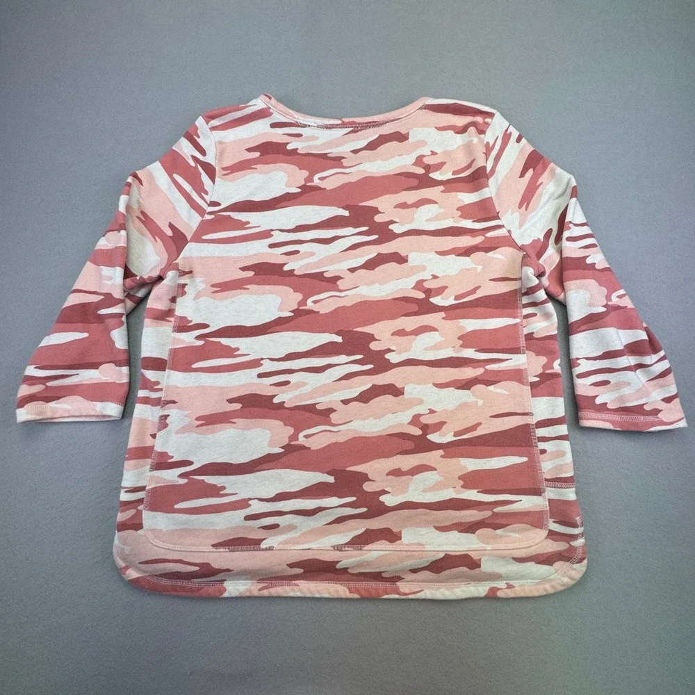 T By Talbots Sweater Women's Size XL Pink Camo Fleece Long Sleeve‎ Crew Neck - Picture 8 of 8